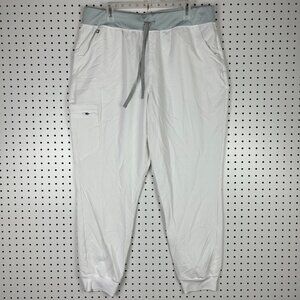 Figs NWT Women’s XXL White Gray Zamora Jogger Scrub Pants PO5623 READ‎